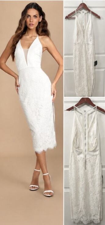 Lulus Dresses & Skirts - Lulus Romantic Message White Lace Midi Dress XS Bridal Shower Wedding NWT
